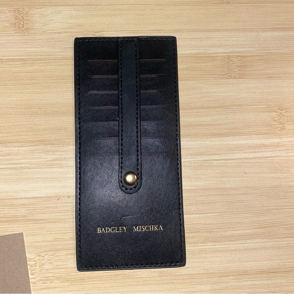 NEW Badgley Mischka Black Simple Cards Holder 7 Card Slots